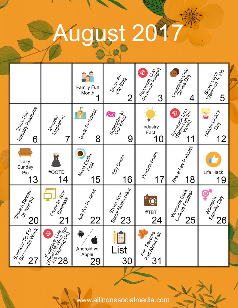 content calendar august